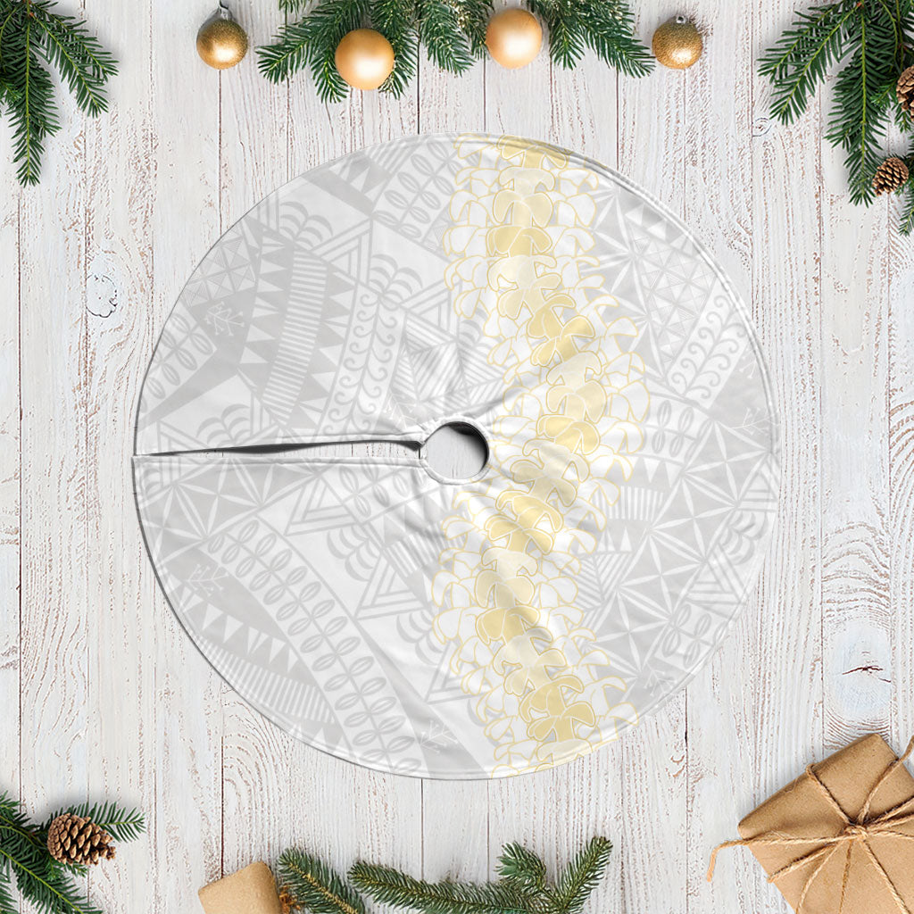 Niue White Sunday Tree Skirt Niuean Hiapo With Puakenikeni Lei LT05 Casual White - Polynesian Pride