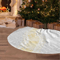 Niue White Sunday Tree Skirt Niuean Hiapo With Puakenikeni Lei LT05 - Polynesian Pride