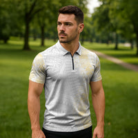 Niue White Sunday Zipper Polo Shirt Niuean Hiapo With Puakenikeni Lei LT05 - Polynesian Pride