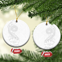 American Samoa White Sunday Ceramic Ornament Polynesian Pattern With Tropical Flowers