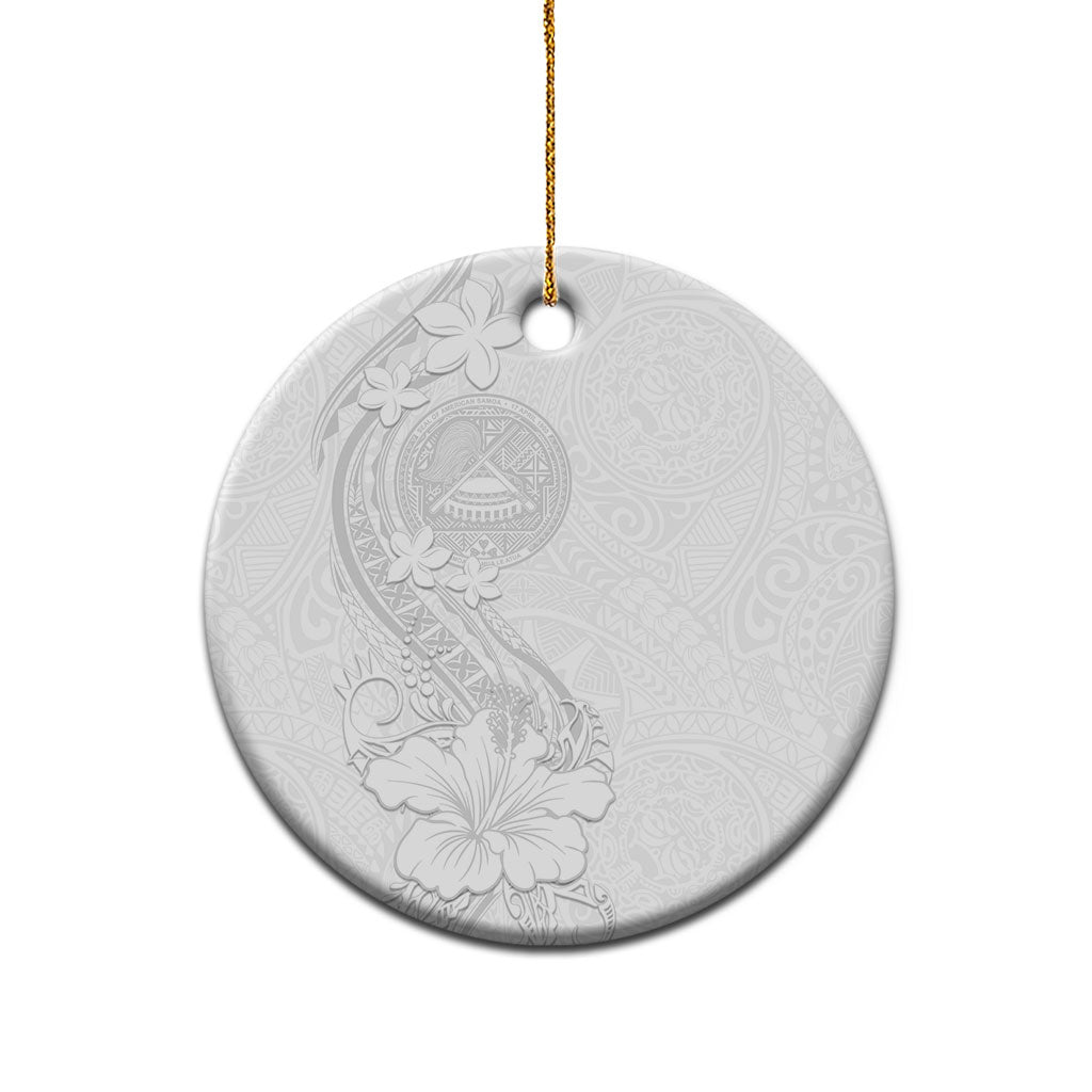 American Samoa White Sunday Ceramic Ornament Polynesian Pattern With Tropical Flowers