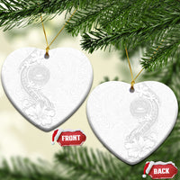 American Samoa White Sunday Ceramic Ornament Polynesian Pattern With Tropical Flowers