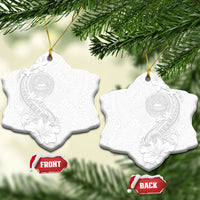 American Samoa White Sunday Ceramic Ornament Polynesian Pattern With Tropical Flowers