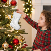 American Samoa White Sunday Christmas Stocking Polynesian Pattern With Tropical Flowers