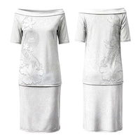 American Samoa White Sunday Couples Matching Puletasi and Long Sleeve Button Shirt Polynesian Pattern With Tropical Flowers LT05 - Polynesian Pride