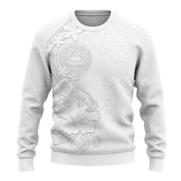 American Samoa White Sunday Ugly Christmas Sweater Polynesian Pattern With Tropical Flowers LT05 - Polynesian Pride
