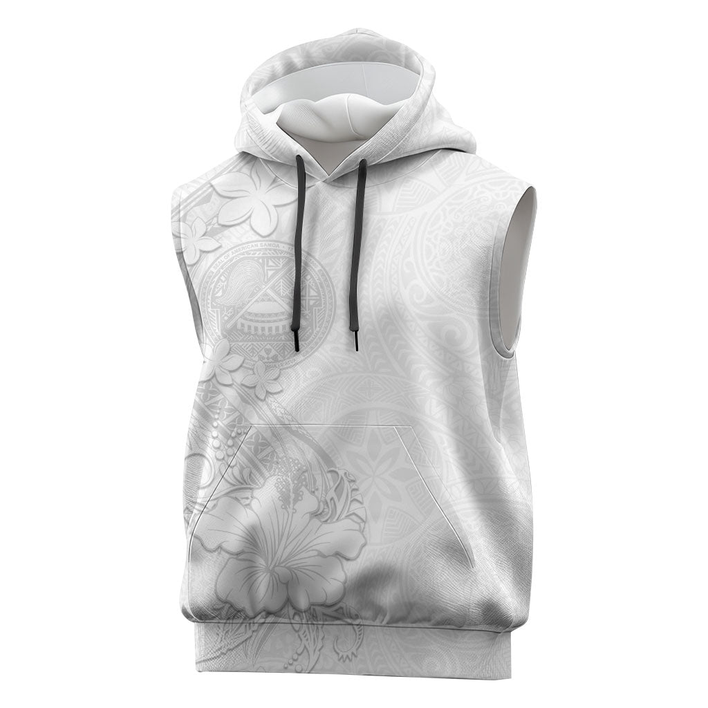 American Samoa White Sunday Sleeveless Hoodie Polynesian Pattern With Tropical Flowers LT05 White - Polynesian Pride