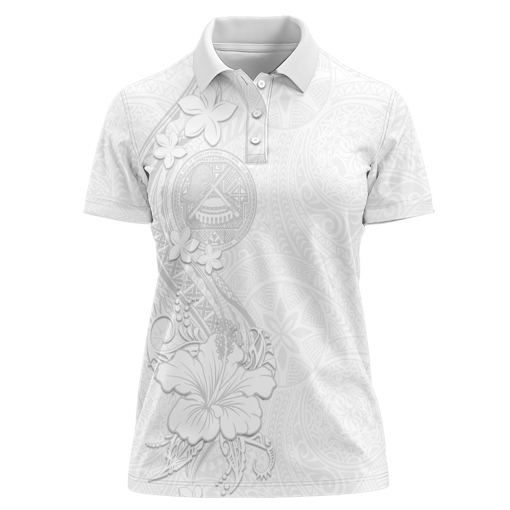 American Samoa White Sunday Women Polo Shirt Polynesian Pattern With Tropical Flowers LT05 Female White - Polynesian Pride