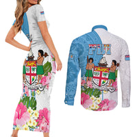Fiji Day Couples Matching Short Sleeve Bodycon Dress and Long Sleeve Button Shirts Tanoa Hibiscus Fijian Tapa Masi Pattern LT05 - Polynesian Pride