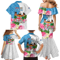 Fiji Day Family Matching Mermaid Dress and Hawaiian Shirt Tanoa Hibiscus Fijian Tapa Masi Pattern LT05 - Polynesian Pride