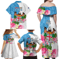 Fiji Day Family Matching Off Shoulder Maxi Dress and Hawaiian Shirt Tanoa Hibiscus Fijian Tapa Masi Pattern LT05 - Polynesian Pride