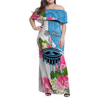 Fiji Day Family Matching Off Shoulder Maxi Dress and Hawaiian Shirt Tanoa Hibiscus Fijian Tapa Masi Pattern LT05 Dad's Shirt - Long Sleeve White - Polynesian Pride