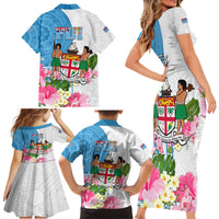 Fiji Day Family Matching Short Sleeve Bodycon Dress and Hawaiian Shirt Tanoa Hibiscus Fijian Tapa Masi Pattern LT05 - Polynesian Pride