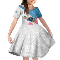 Fiji Day Family Matching Summer Maxi Dress and Hawaiian Shirt Tanoa Hibiscus Fijian Tapa Masi Pattern LT05 Daughter's Dress White - Polynesian Pride