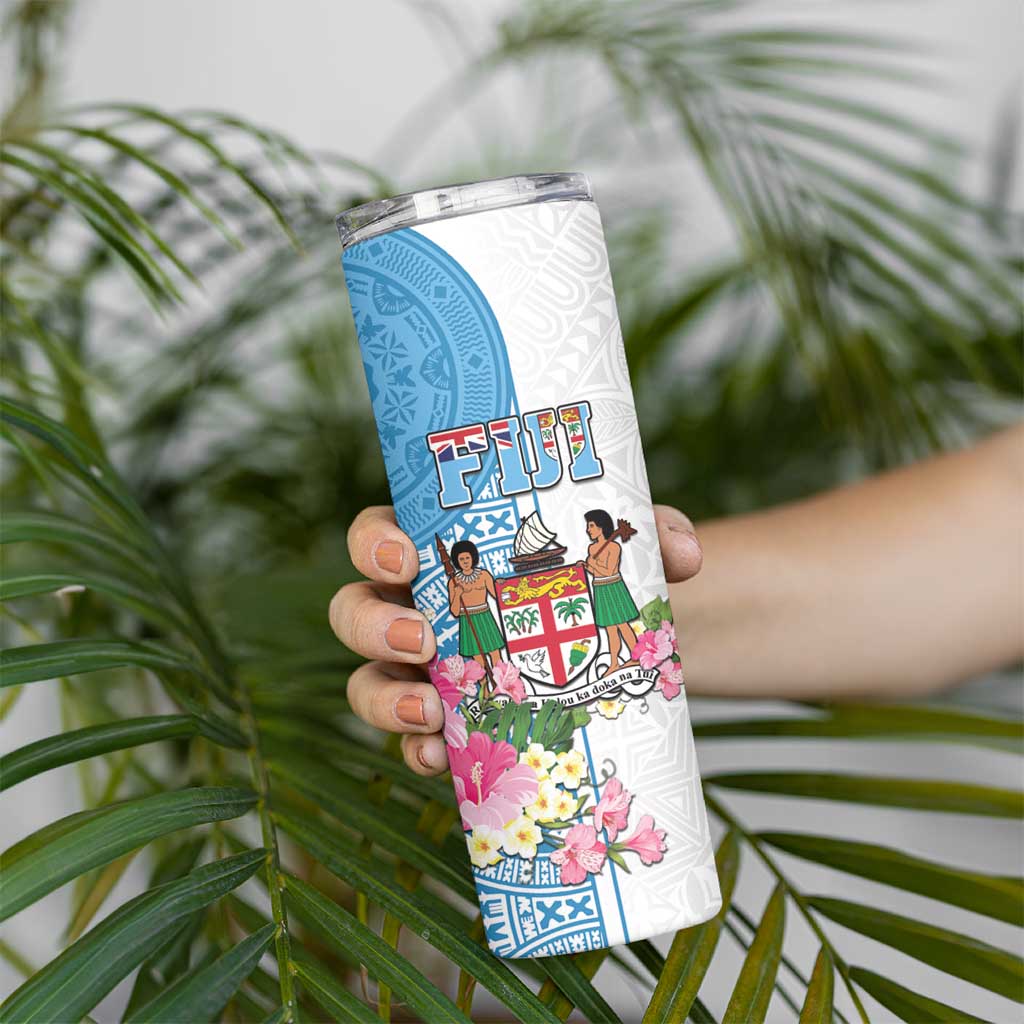 Fiji Day Skinny Tumbler Tanoa Hibiscus Fijian Tapa Masi Pattern LT05 - Polynesian Pride
