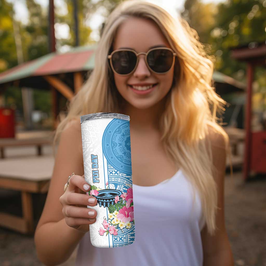 Fiji Day Skinny Tumbler Tanoa Hibiscus Fijian Tapa Masi Pattern LT05 - Polynesian Pride