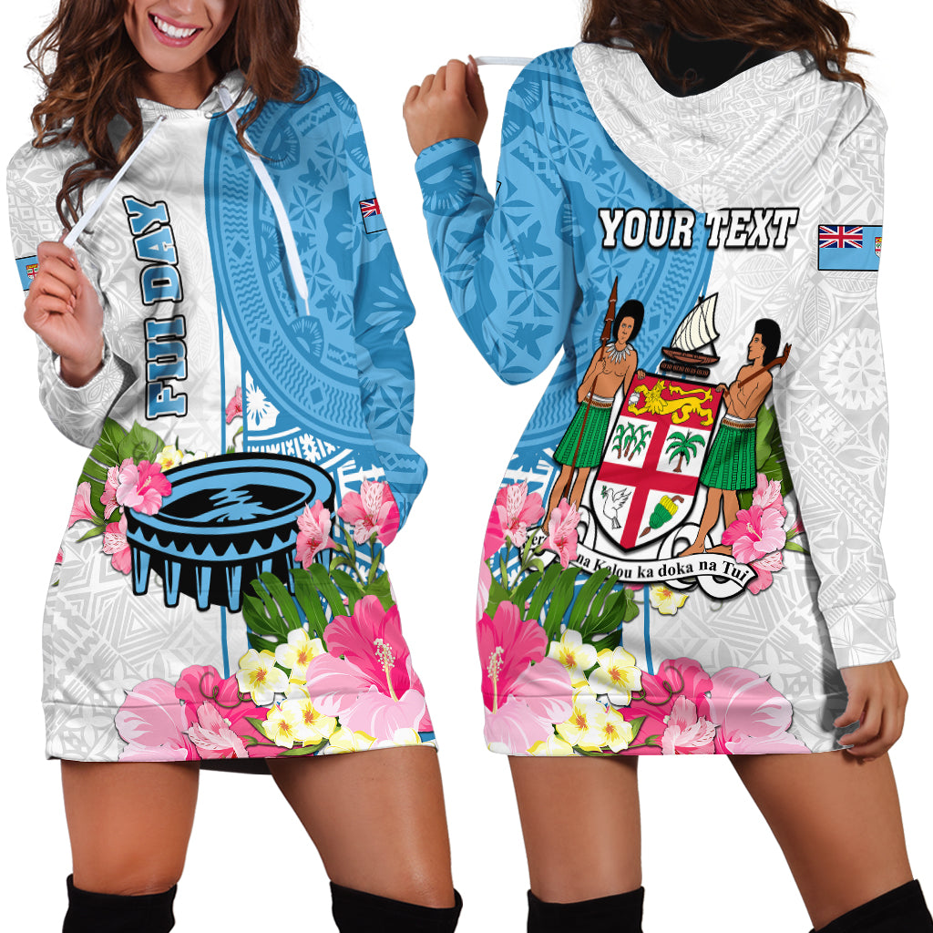 Personalized Fiji Day Hoodie Dress Tanoa Hibiscus Fijian Tapa Masi Pattern LT05 - Polynesian Pride