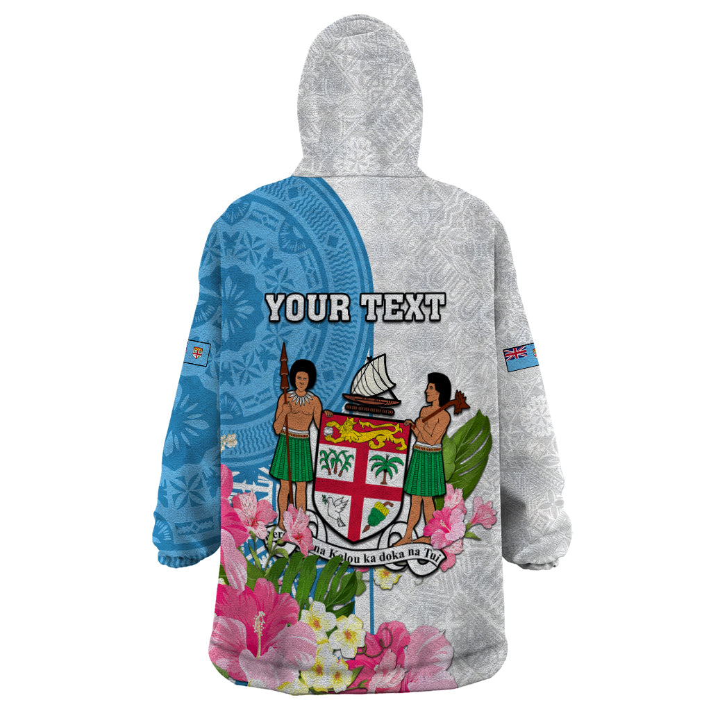 Personalized Fiji Day Wearable Blanket Hoodie Tanoa Hibiscus Fijian Tapa Masi Pattern LT05 - Polynesian Pride