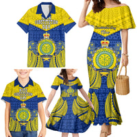 Niue Constitution Day Family Matching Mermaid Dress and Hawaiian Shirt Coat Of Arms Niuean Hiapo Pattern LT05 - Polynesian Pride
