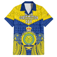 Niue Constitution Day Family Matching Off Shoulder Long Sleeve Dress and Hawaiian Shirt Coat Of Arms Niuean Hiapo Pattern LT05 Dad's Shirt - Short Sleeve Yellow - Polynesian Pride