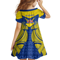 Niue Constitution Day Family Matching Off Shoulder Short Dress and Hawaiian Shirt Coat Of Arms Niuean Hiapo Pattern LT05 - Polynesian Pride