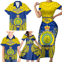 Niue Constitution Day Family Matching Short Sleeve Bodycon Dress and Hawaiian Shirt Coat Of Arms Niuean Hiapo Pattern LT05 - Polynesian Pride