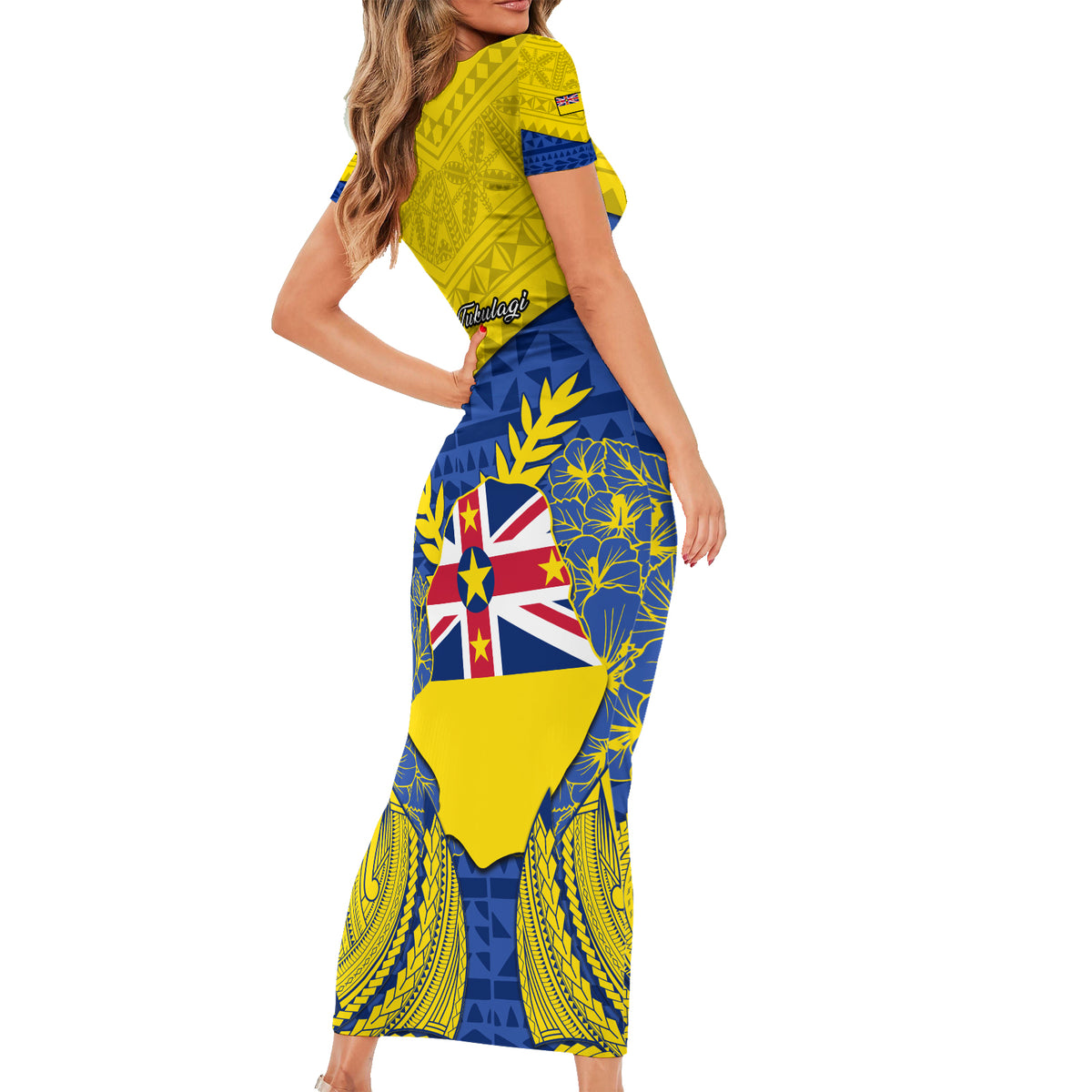 Niue Constitution Day Family Matching Short Sleeve Bodycon Dress and Hawaiian Shirt Coat Of Arms Niuean Hiapo Pattern LT05 - Polynesian Pride