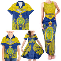 Niue Constitution Day Family Matching Tank Maxi Dress and Hawaiian Shirt Coat Of Arms Niuean Hiapo Pattern LT05 - Polynesian Pride