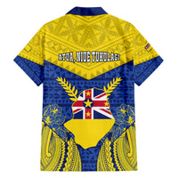 Niue Constitution Day Family Matching Tank Maxi Dress and Hawaiian Shirt Coat Of Arms Niuean Hiapo Pattern LT05 - Polynesian Pride
