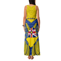 Niue Constitution Day Family Matching Tank Maxi Dress and Hawaiian Shirt Coat Of Arms Niuean Hiapo Pattern LT05 - Polynesian Pride