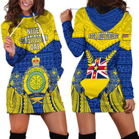 Niue Constitution Day Hoodie Dress Coat Of Arms Niuean Hiapo Pattern LT05 - Polynesian Pride