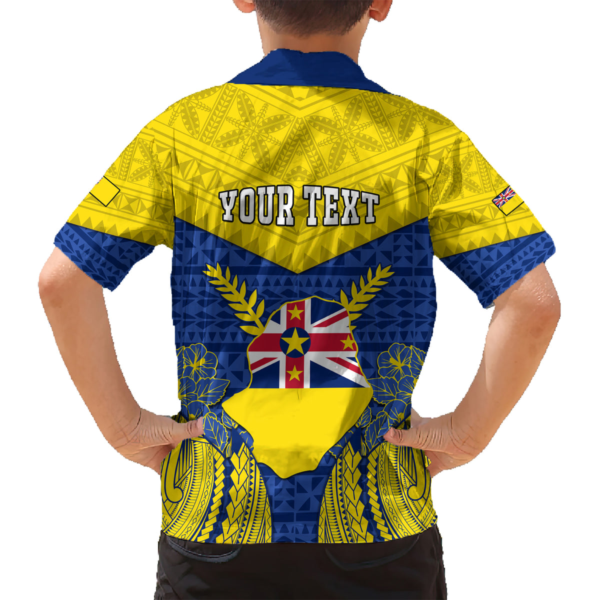 personalized-niue-constitution-day-kid-hawaiian-shirt-coat-of-arms-niuean-hiapo-pattern