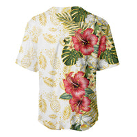 Hawaii Discoverers Day Baseball Jersey Tropical Hibiscus Glitter White LT05 - Polynesian Pride