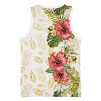 Hawaii Discoverers Day Basketball Jersey Tropical Hibiscus Glitter White LT05 - Polynesian Pride