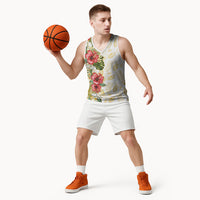 Hawaii Discoverers Day Basketball Jersey Tropical Hibiscus Glitter White LT05 - Polynesian Pride