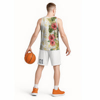 Hawaii Discoverers Day Basketball Jersey Tropical Hibiscus Glitter White LT05 - Polynesian Pride