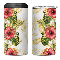 Hawaii Discoverers Day 4 in 1 Can Cooler Tumbler Tropical Hibiscus Glitter White LT05 One Size: 16 oz White - Polynesian Pride