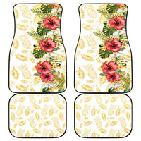 Hawaii Discoverers Day Car Mats Tropical Hibiscus Glitter White LT05 - Polynesian Pride