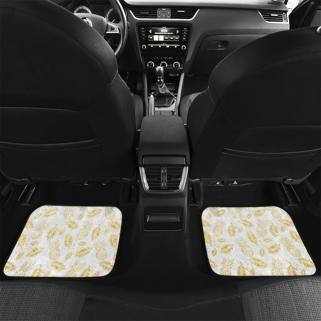 Hawaii Discoverers Day Car Mats Tropical Hibiscus Glitter White LT05 Set 2pcs - Back White - Polynesian Pride