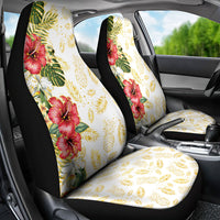 Hawaii Discoverers Day Car Seat Cover Tropical Hibiscus Glitter White LT05 - Polynesian Pride