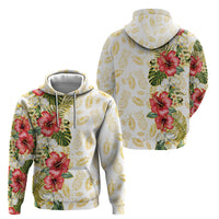 Hawaii Discoverers Day Hoodie Tropical Hibiscus Glitter White LT05 - Polynesian Pride