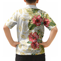 Hawaii Discoverers Day Kid Hawaiian Shirt Tropical Hibiscus Glitter White LT05 - Polynesian Pride