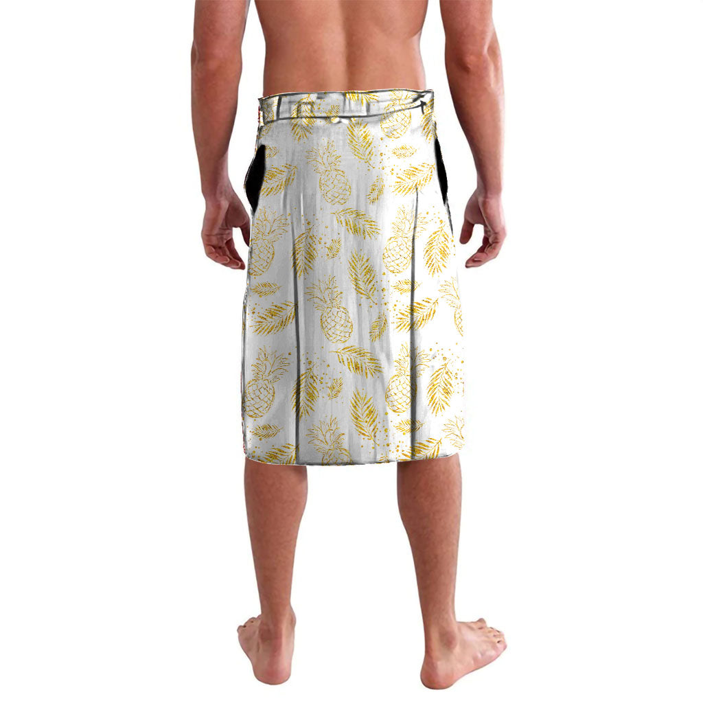 Hawaii Discoverers Day Lavalava Tropical Hibiscus Glitter White