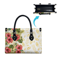 Hawaii Discoverers Day Leather Bag Tropical Hibiscus Glitter White LT05 - Polynesian Pride