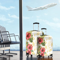 Hawaii Discoverers Day Luggage Cover Tropical Hibiscus Glitter White LT05 - Polynesian Pride