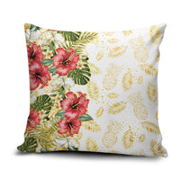 Hawaii Discoverers Day Pillow Cover Tropical Hibiscus Glitter White LT05 White - Polynesian Pride