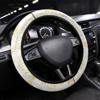 Hawaii Discoverers Day Steering Wheel Cover Tropical Hibiscus Glitter White