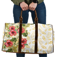 Hawaii Discoverers Day Travel Bag Tropical Hibiscus Glitter White