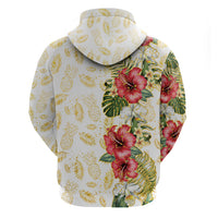 Hawaii Discoverers Day Zip Hoodie Tropical Hibiscus Glitter White LT05 - Polynesian Pride
