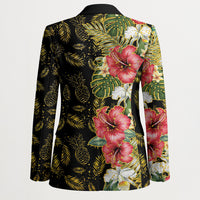 Hawaii Discoverers Day Blazer Tropical Hibiscus Glitter Black
